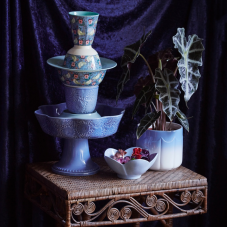 Blue Embossed Stoneware Fruit Bowl By Rice DK